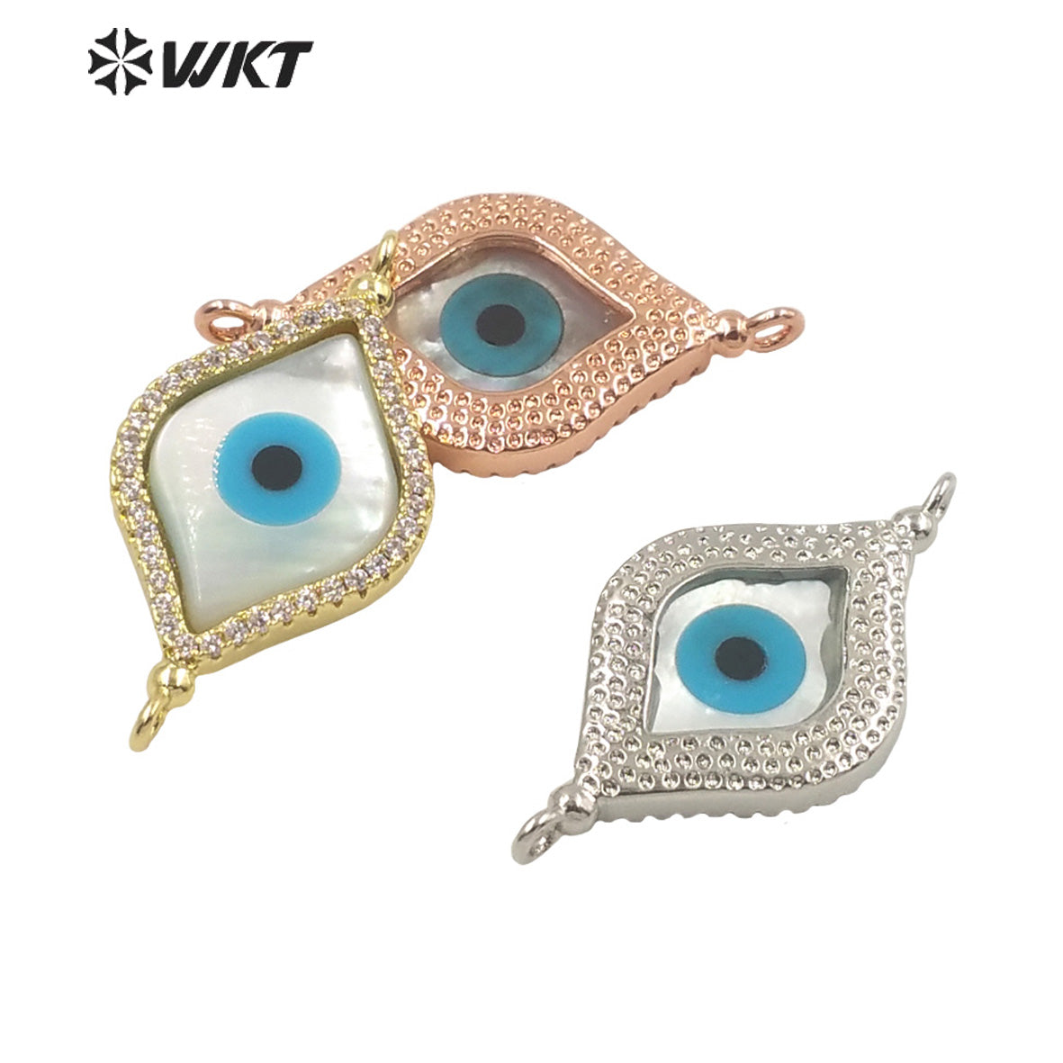 WKT-MP225 White Turkey the Eye Shells Pendant Romantic Fantasy Zircon Inlaid Shine and Moving Fashion Pendant for Lady