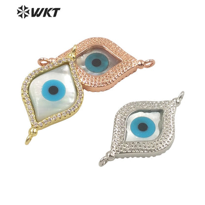 WKT-MP225 White Turkey the Eye Shells Pendant Romantic Fantasy Zircon Inlaid Shine and Moving Fashion Pendant for Lady