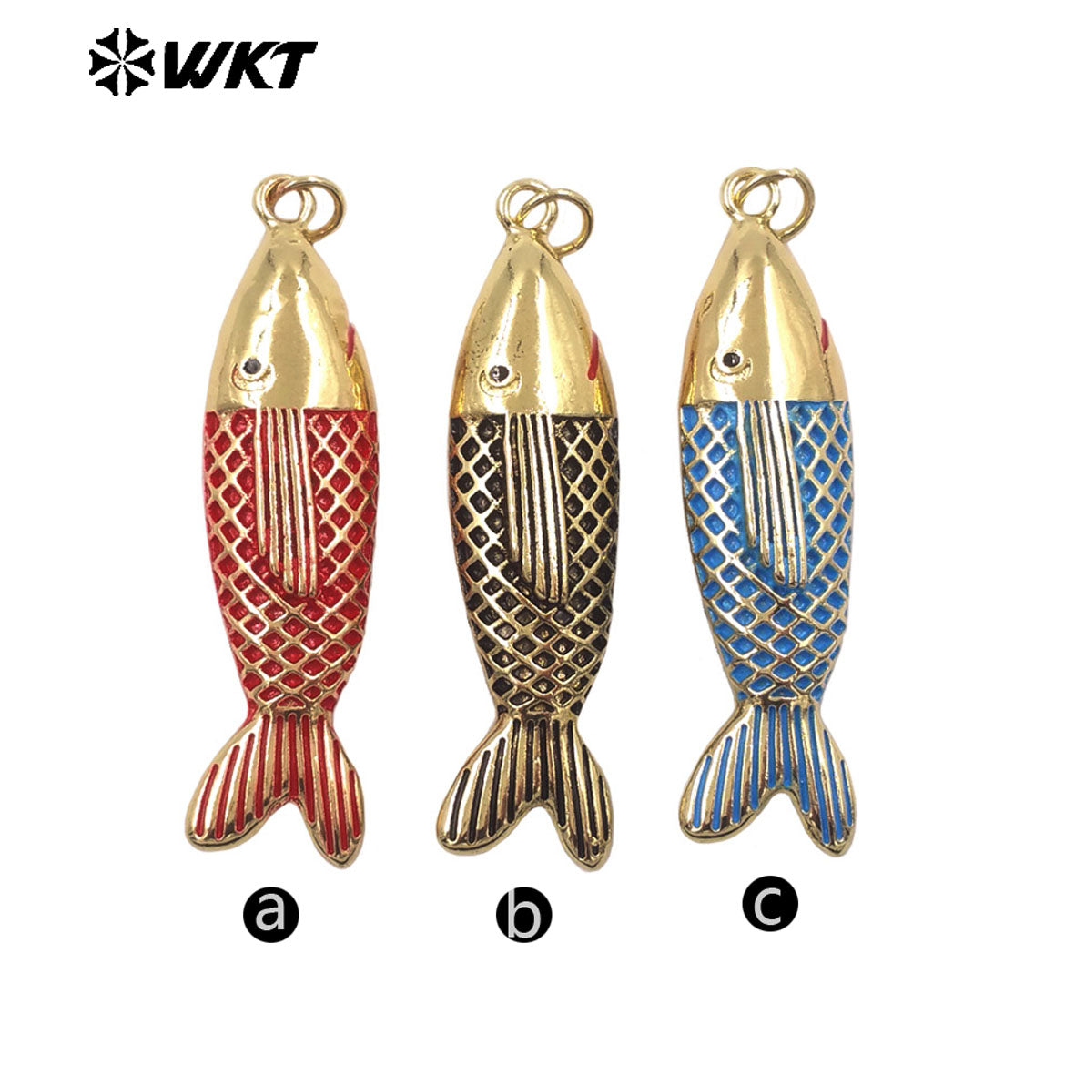 WT-P2116 Delicate Lovely Style Gold Plated Multiple Colors Drop Oil Little Fish Pendants For Women Earrings DIY Making