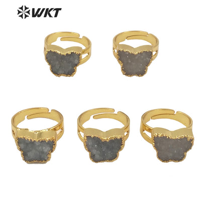 WT-R377 WKT Women Gorgeous Gold Electroplated Pearl and Tourmaline Stone Ring Fashion Gemstone Cocktail Ring for Party