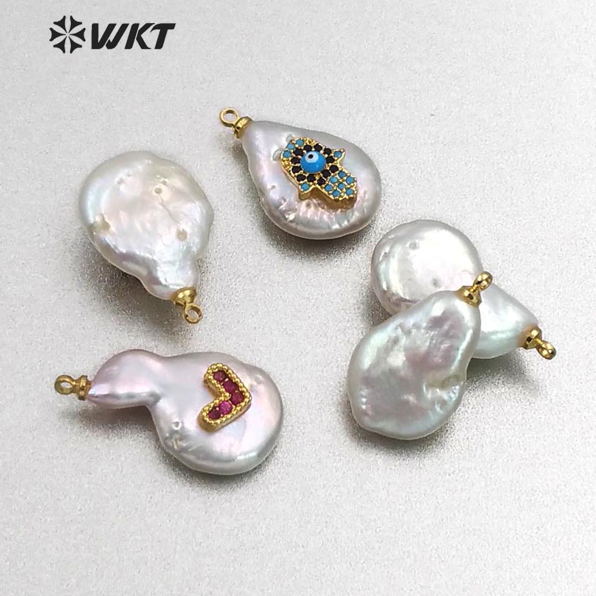 MP133 Hot Sale Jewelry Tiny Star Pendant Pearl With CZ Micro Pave Lady Fashion Irregular Shape Jewelry Freshwater Pearl Pendant