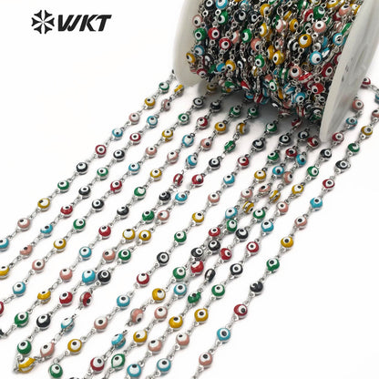 WT-RBC103 Wholesale Sliver Color Chain Can DIY Necklace and Bracelet Stainless Steel Eye Chain in IPG Plated Beads Chain
