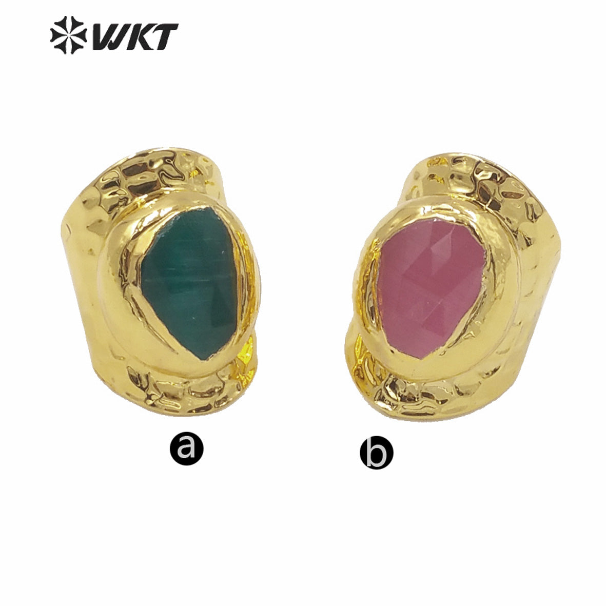 WT-R365 Winter Populared Color Cat Eye Stone Cigar Ring 18k Real Gold Plated Resist Tarnishable Wide Band Gold Ring for Women