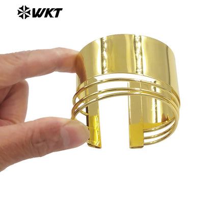 WT-JF358 Newest Special Design Multi Layers Yellow Brass Metal Gold Plated Cuff Bangle Vintage Style Jewelry For Daily Wearing