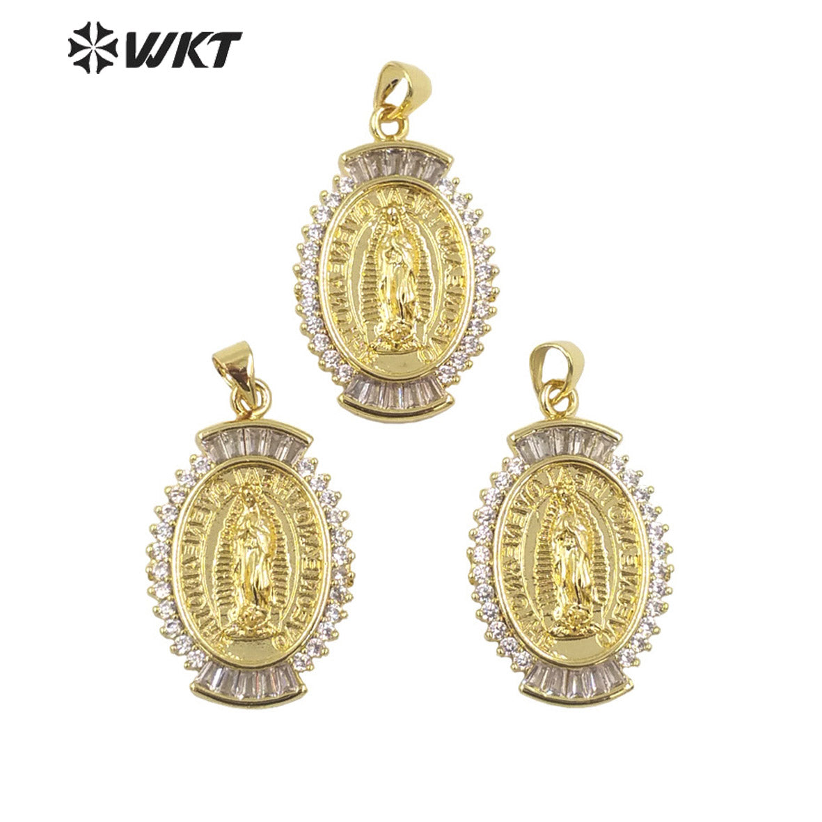 WT-MP276 Newest Vintage Style Female Deity Shaped Natural Shell Shell&Cubic Zircon Madonna Design Pendant