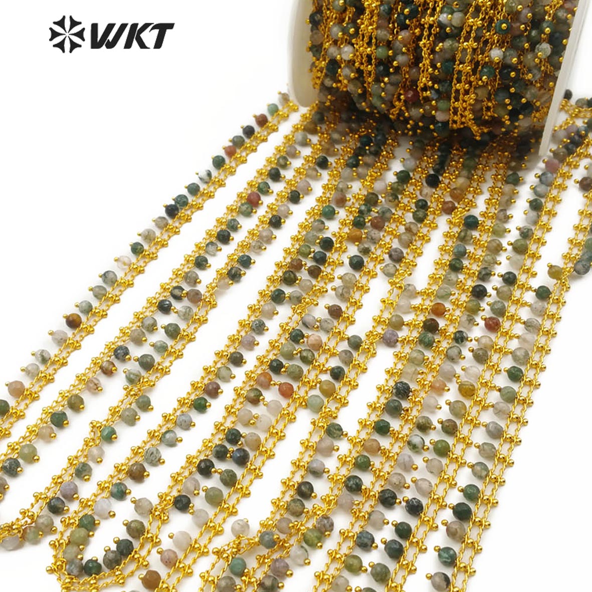 WT-RBC109 Natural Agate Bead Chain Hot-selling High Quality Agate Gold Chain Can DIY Jewelry Necklace or Bracelet