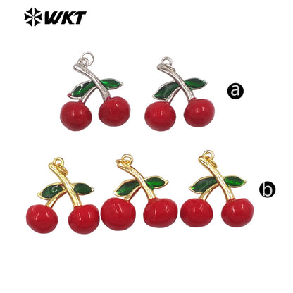 JFE155 Lovely Design Double Cherries Little Pendant Silver Gold Plated Ladies Jewelry Accessory for Handmade Good Quality