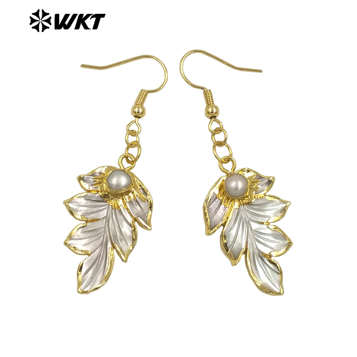 WT-MPE143 Charming 18K Gold Plated Natural Pearl Women Long Earrings for Work Daily Decorative Jewelry Finished As Special Gift