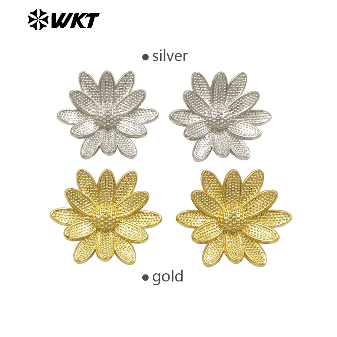 WT-E764 Wholesale New 18K Gold Plated and Silver Bodhisattva Lotus Shaped Earrings for Women As Special Anniversary Gifts