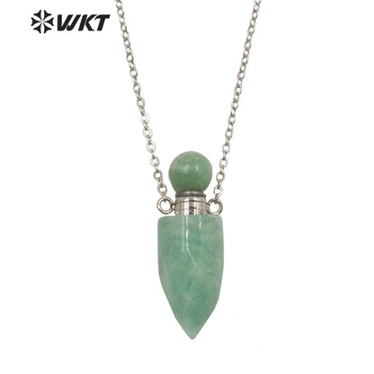 WT-N1370 Attractive Necklace Perfume Bottle Pendant Colorful Stone Pendant Necklace Women Jewelry Natural Stone Necklace