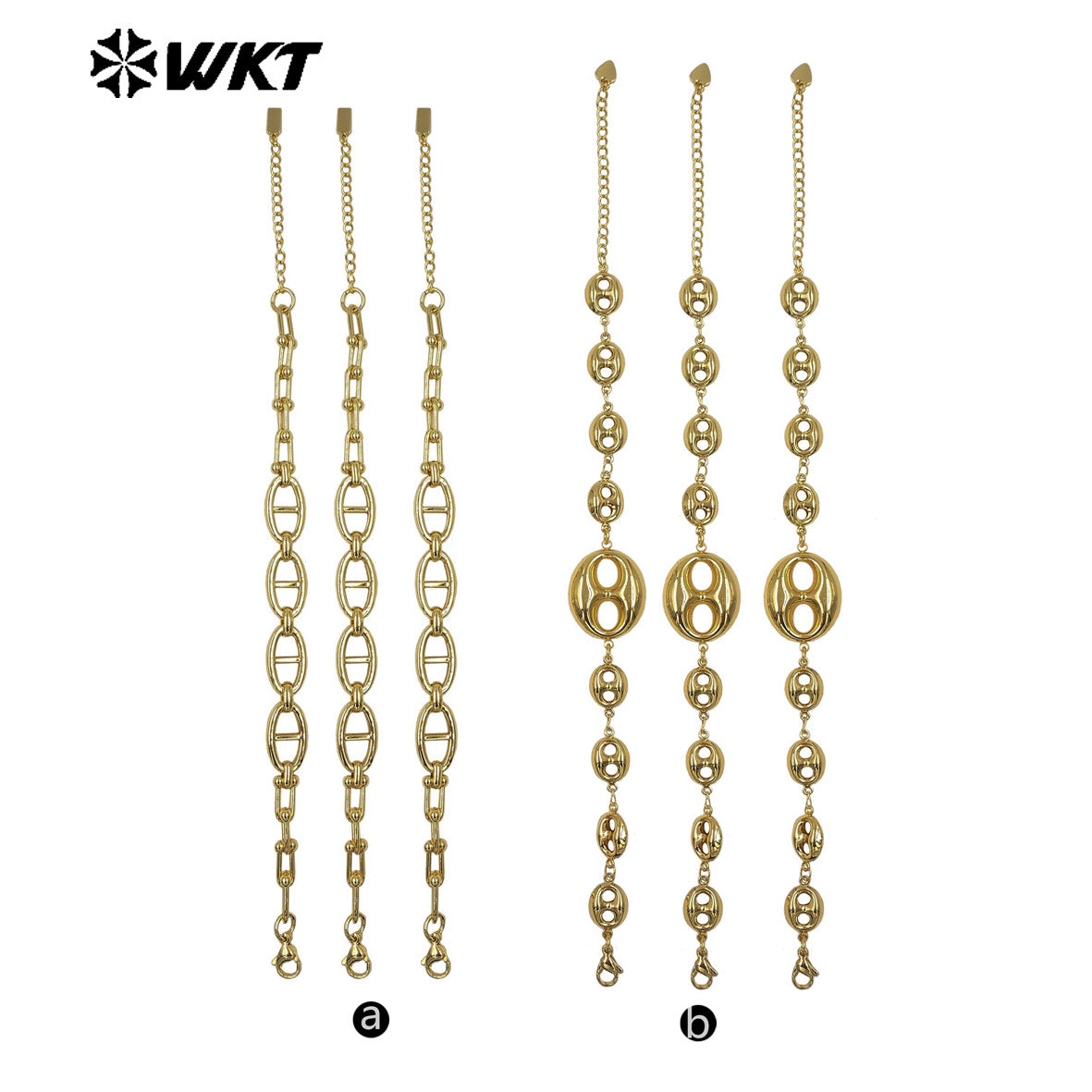 WT-JF379 Unique Multi Designs 18K Gold Plated Charms Splicing Chain Metal Bracelet For Women Fashionable Matching Accessory