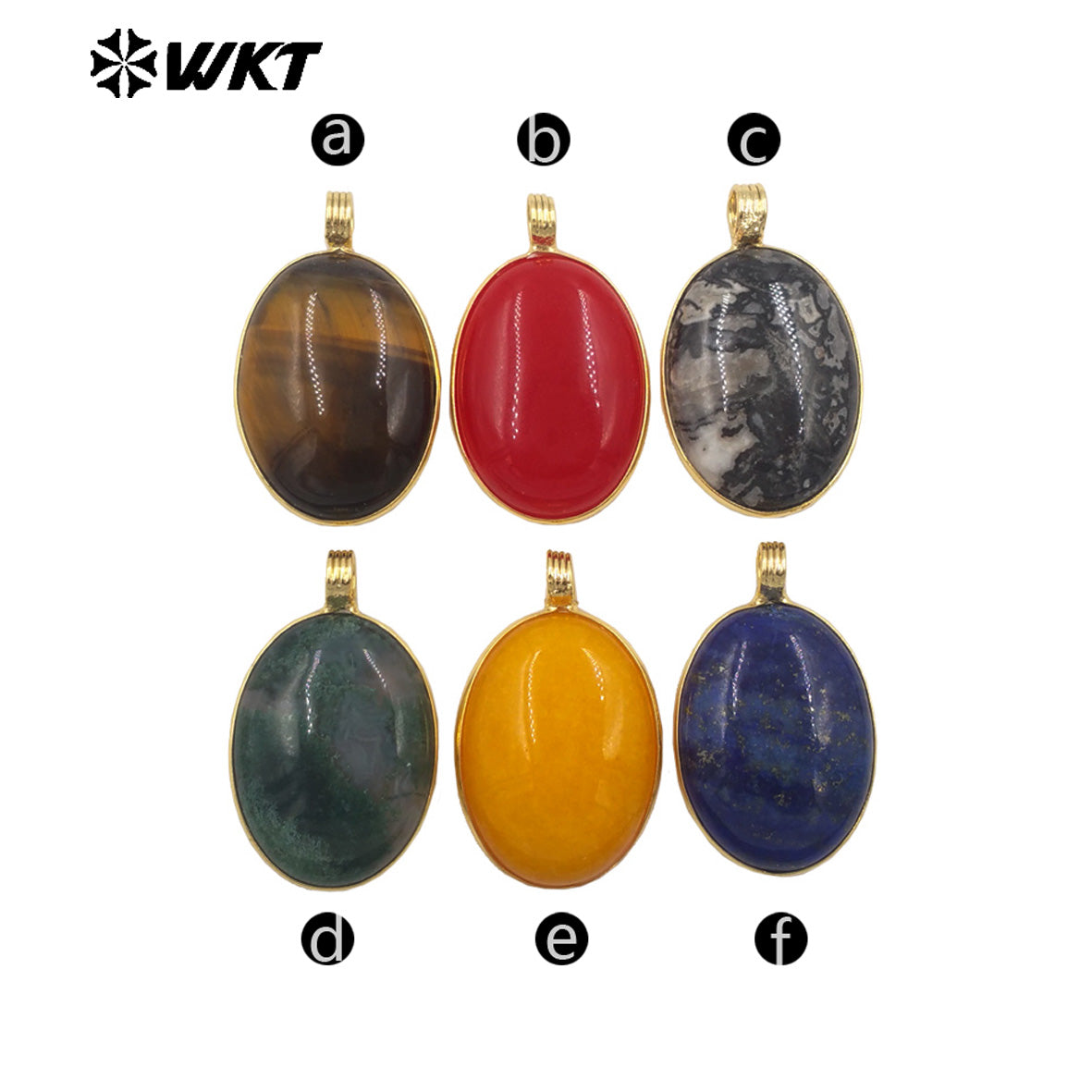 WT-P2103 Newest Product Colorful Natural Gemstones Round Smooth Gold Little Pendants As Unisex Handmade Necklace Findings