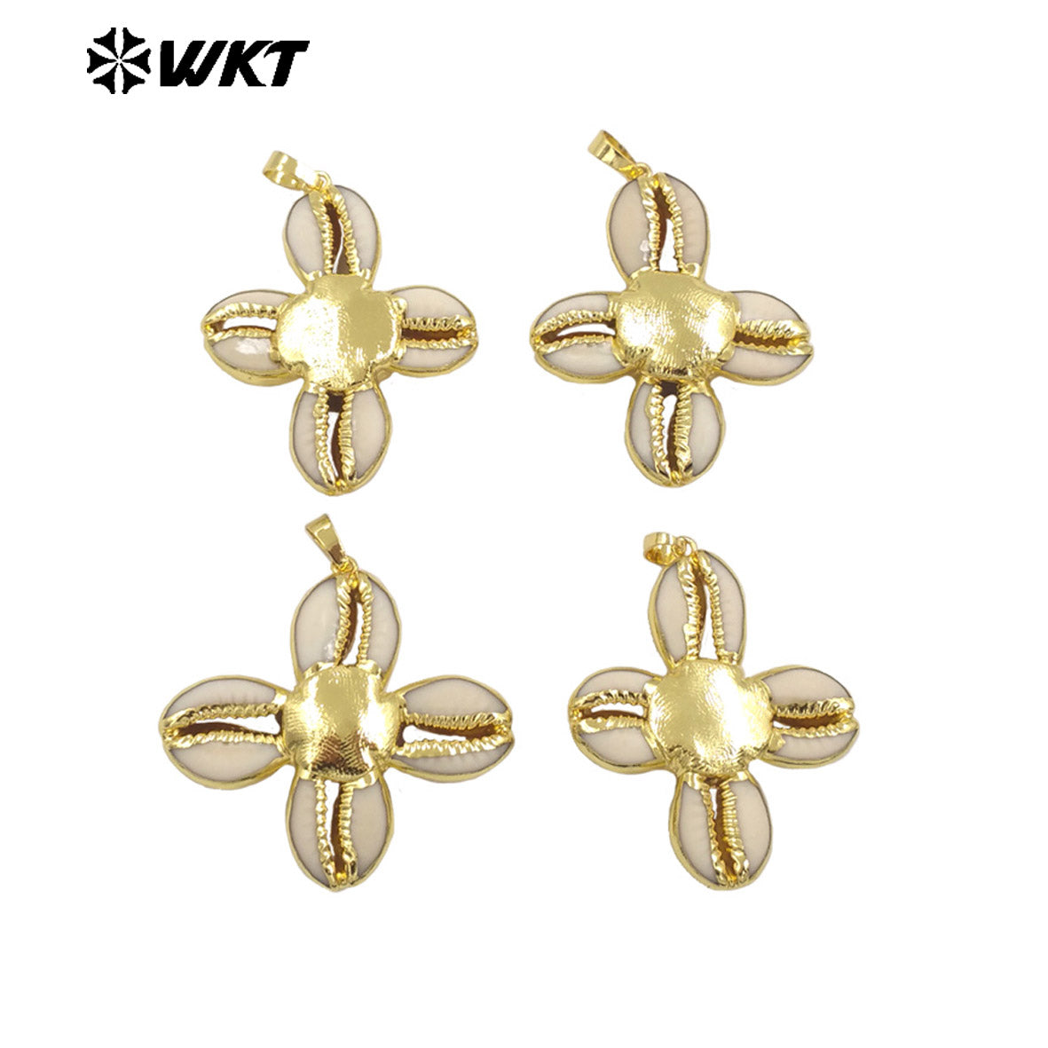 WT-JP387 Wholesale Customization 18K Gold Plated Shell Petal Hollow Shape Pendant Can Be Made Necklace Women Jewelry As Gift