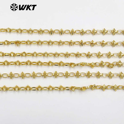 WT-BC271 Wonderful Vintage Punk Style Gold Plated Yellow Brass Cross Shape Metal Chain For Men And Women Fashion Accessories