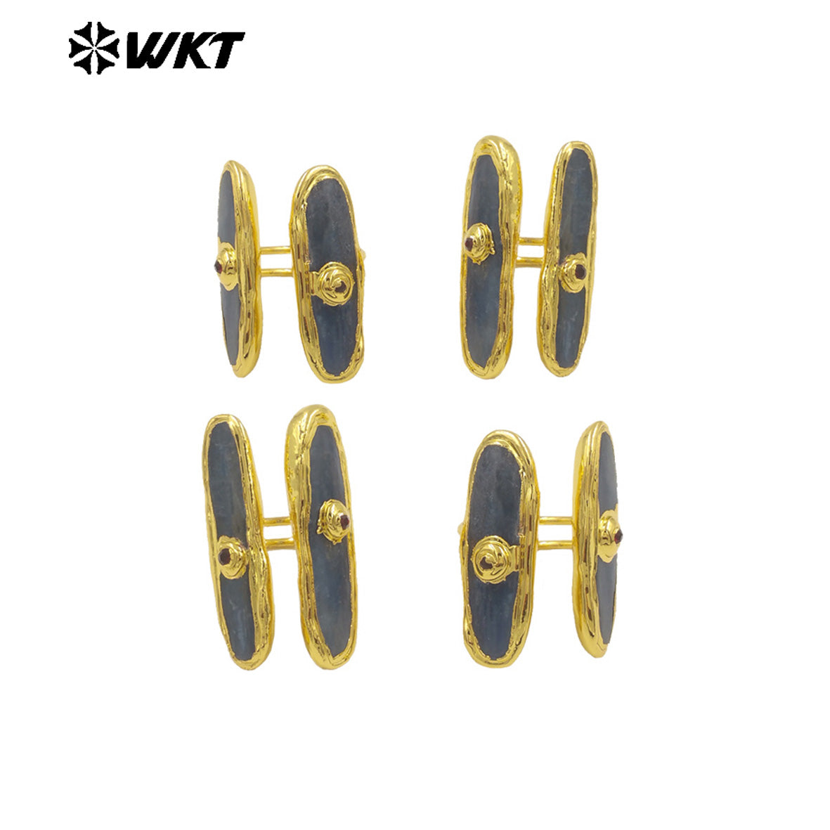 WT-R555 New in 2024 Unique High Quality 18K Gold Plated Blue Kyanite Adjustable Long Ring Jewelry for Women As Daily Accessory