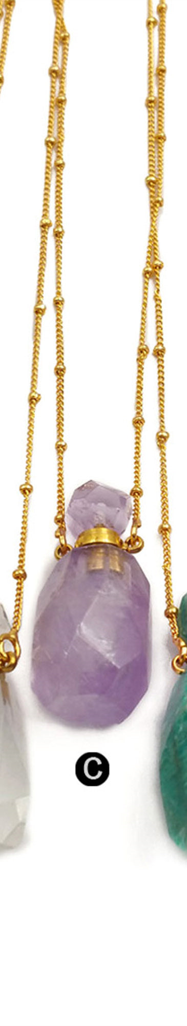 WT-N1162 Hot-sales Classic Fashion Gold Necklace with Natural Stone Perfume Bottle Pendant Real Gold Necklace