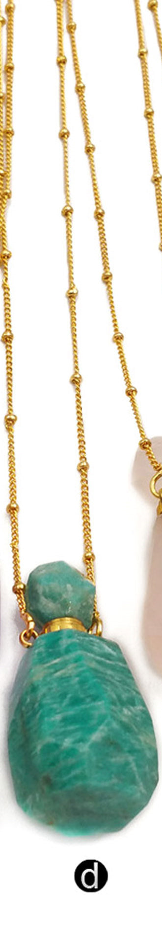 WT-N1162 Hot-sales Classic Fashion Gold Necklace with Natural Stone Perfume Bottle Pendant Real Gold Necklace