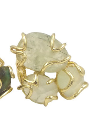 WT-R419 Gorgeous New Collection Stone Ring Women Gold Plated Triple Natural Stone Prong Setting Cocktail Ring for Party Court