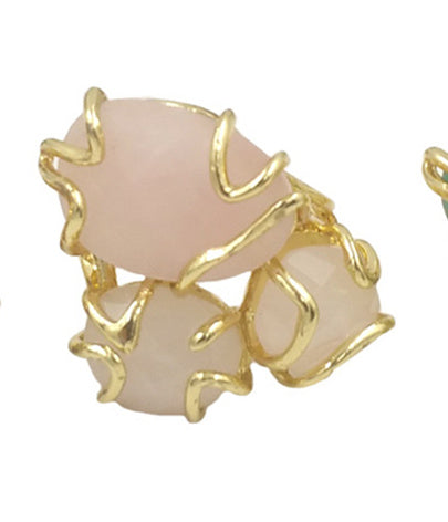 WT-R419 Gorgeous New Collection Stone Ring Women Gold Plated Triple Natural Stone Prong Setting Cocktail Ring for Party Court