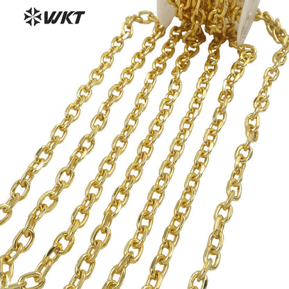 WT-BC161 Wholesale Handmade Jewelry Necklace Chain Fashion Gold Resist Tarnishable Double Faceted Alloy Chain