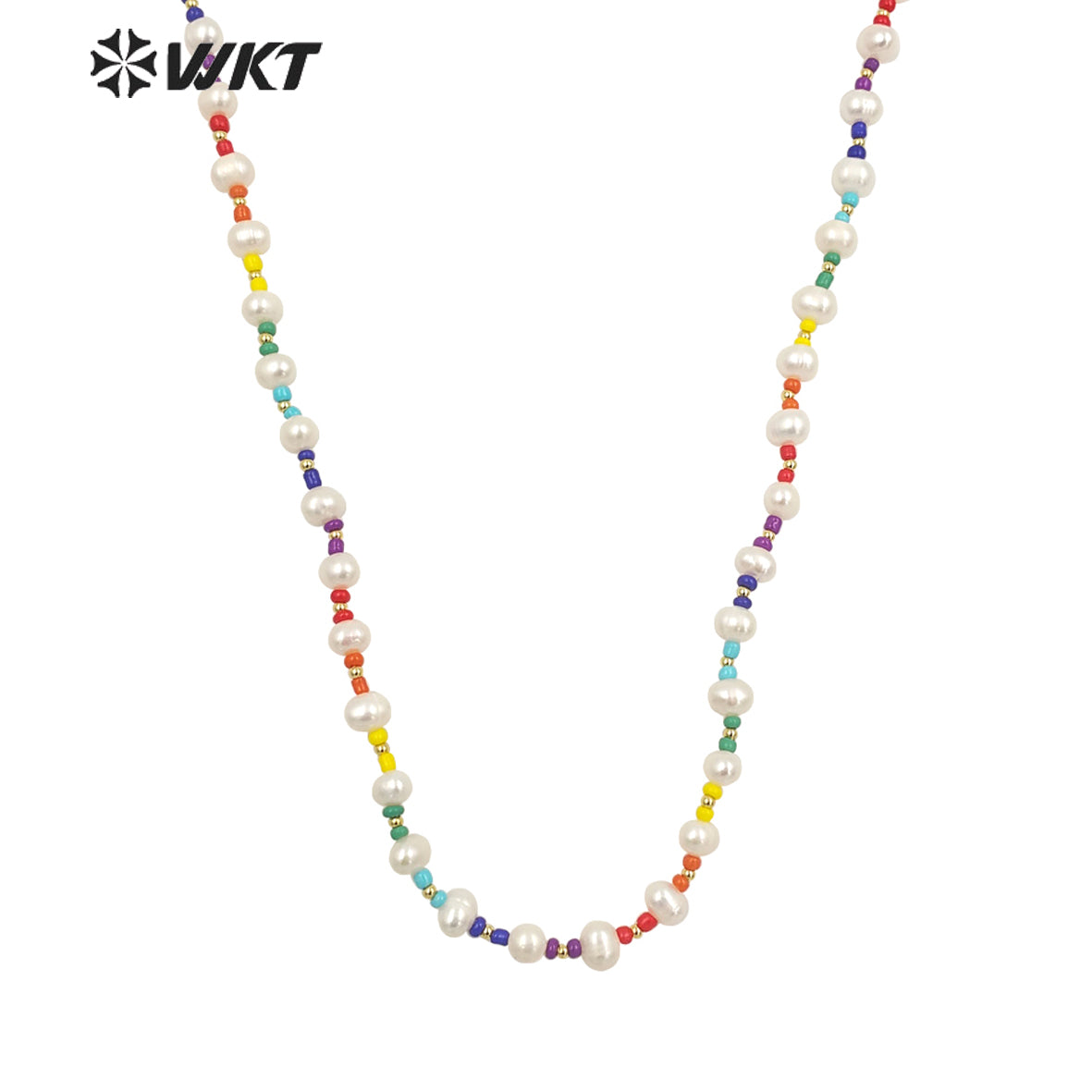 WT-JN204 Wholesale Hand Made Colorful Ceramic Pearl Beads Necklace 16 Inch Long Friend Birthday Gift Necklace