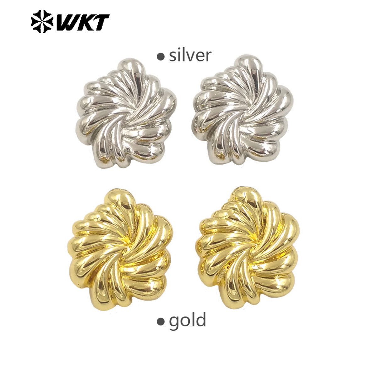 WT-E767 New Special Design Stylish Natural Yellow Brass Gold and Silver Earrings for Women As Daily Fashion Accessories