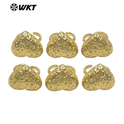 WT-R595 Delicate Lovely Style 18K Gold Electroplated Yellow Brass Metal Heart Shape Ring For Women Party Wearing Findings