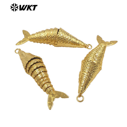WT-MP332 Delicate 18K Gold Electroplated Yellow Brass Fish Shape Charms Big Pendants As Women Trendy Jewelry Accessories