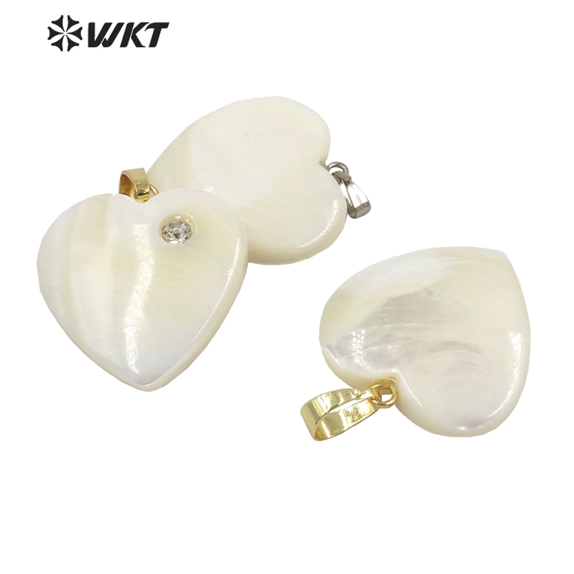 WT-JP289 WKT Retro Court Heart-Shaped Mixed Zircon Pendant Shell Pendant Women Necklace Beautiful Jewelry Shell Heart Pendant