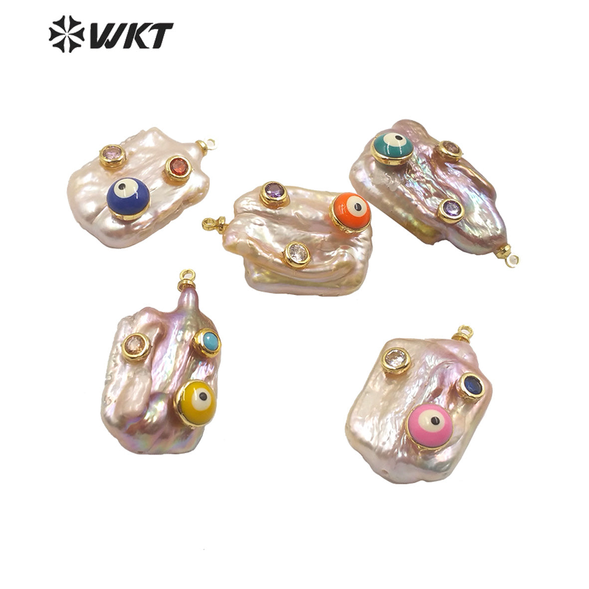 MP141 Hot Sales Natural Freshwater Pearl Pendant Long Rectangle White Pearl Pendant With CZ Charms for Necklace