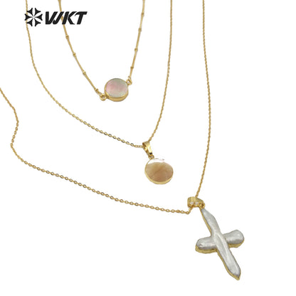 WT-JN109 Exclusive Design One Set Pearl and Stones Necklace Lady New Fashion Jewelry Pearl With Stone Necklace