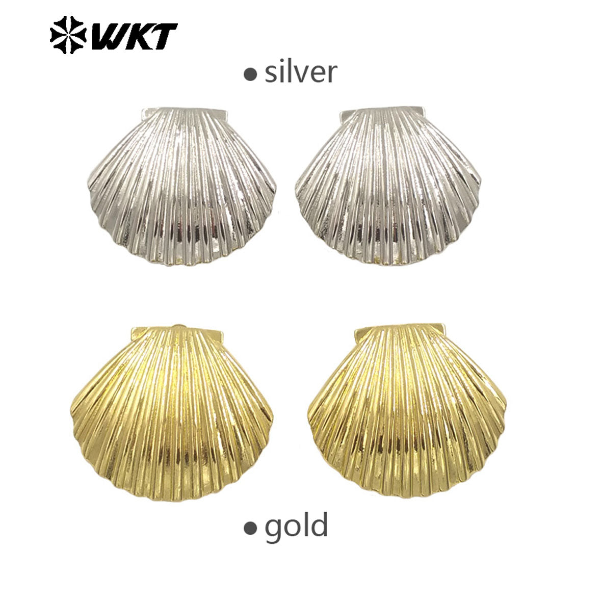 WT-E769 Hot Sale Unique Design 18K Gold Plated and Silver Elegant Scallop Shell Earrings for Women As Daily Decorative Jewelry