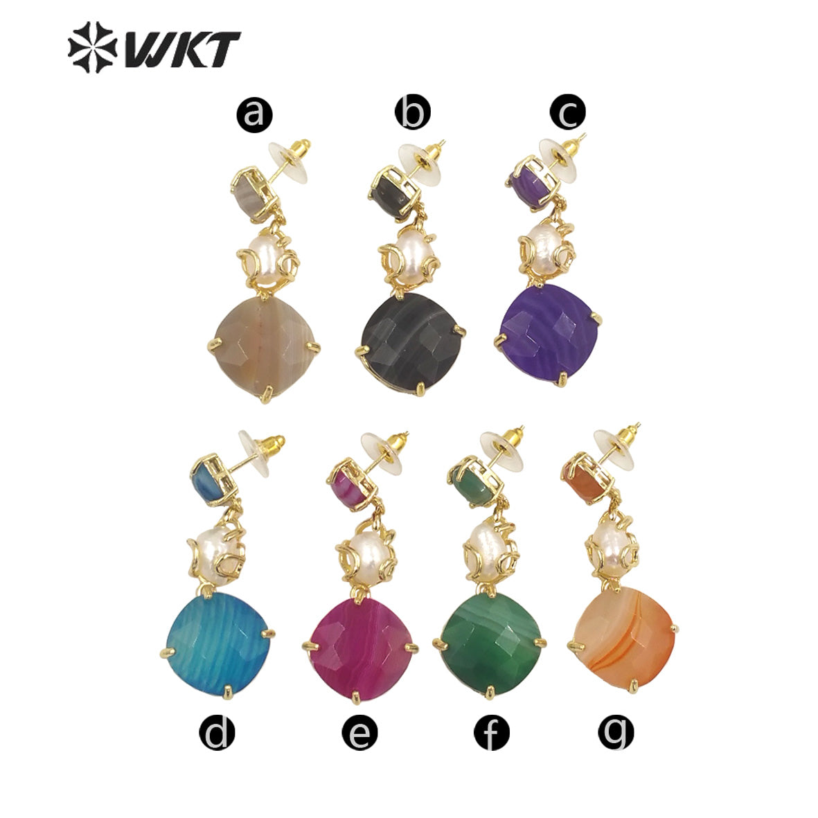 WT-MPE116 European and American Retro Exaggerated Round Shape Colorful Inlaid with Pearl Flowers Earrings