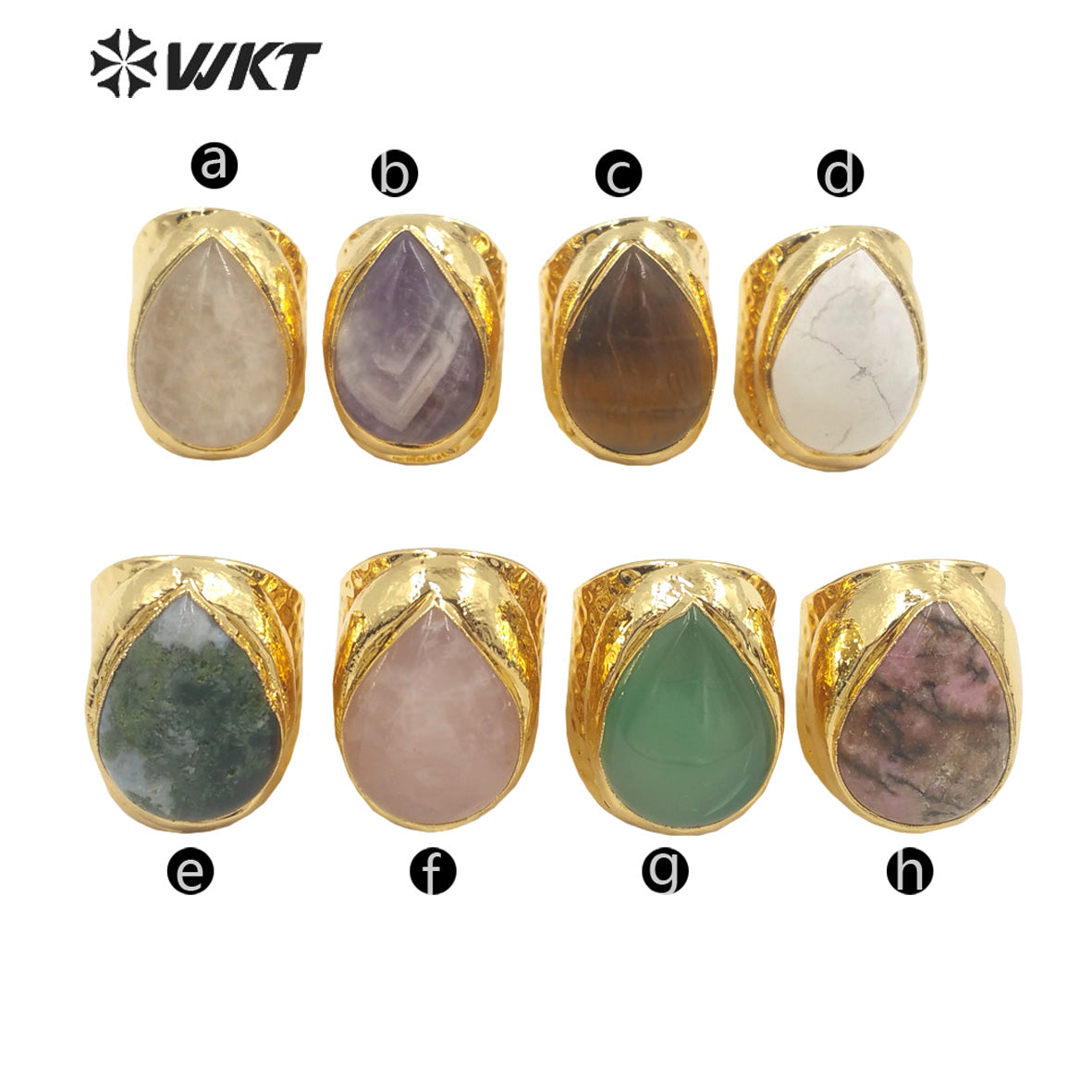 WT-R414 Beautiful Multicolor Waterdrop Gemstone Ring 18k Gold Plated High Quality As Women Gift Rings Natural Gemstone Rings