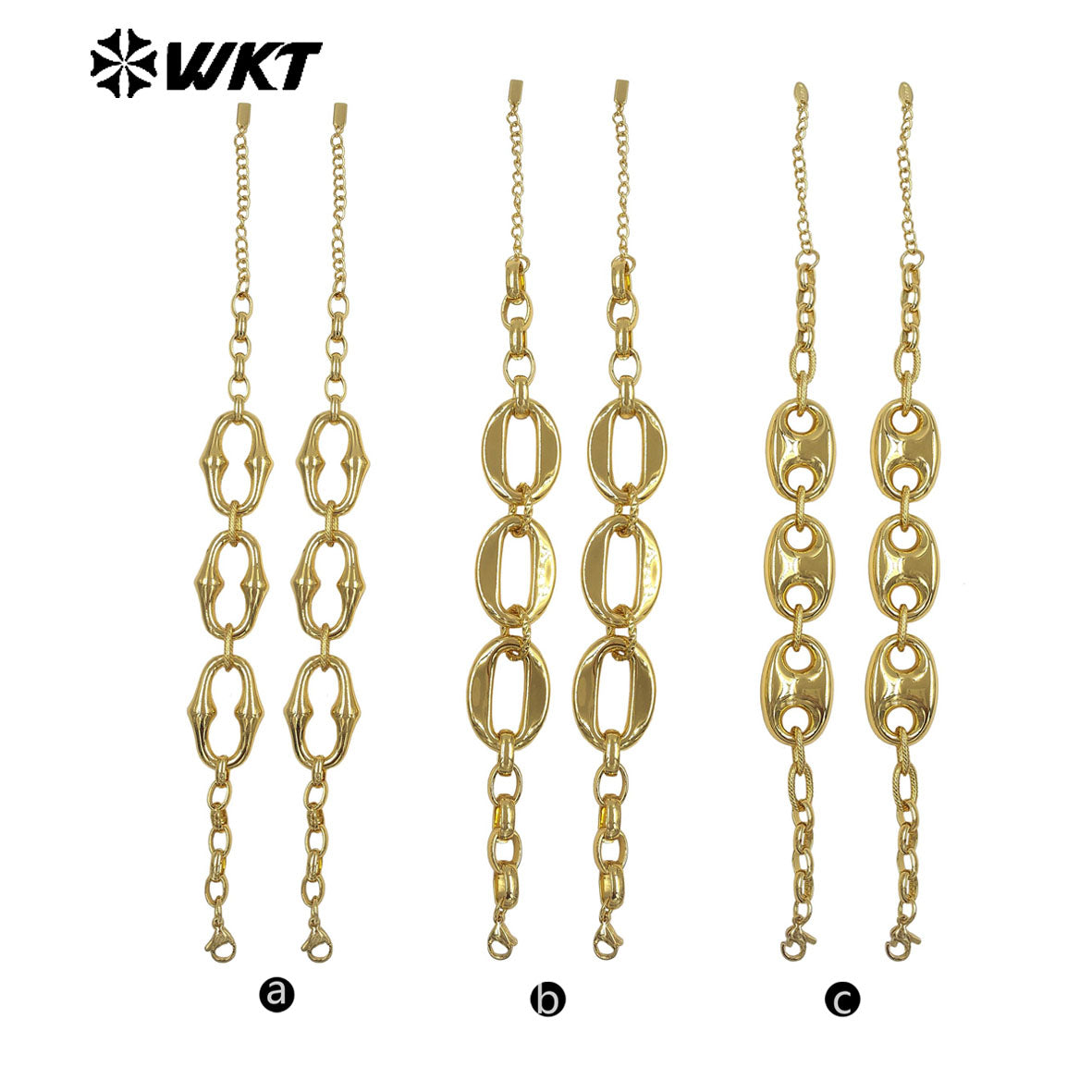 WT-JF378 Fresh Design Gold Electroplated Metal Yellow Brass Pig Nose Charms Splicing Chain Bracelet For Girl Daily Wearing