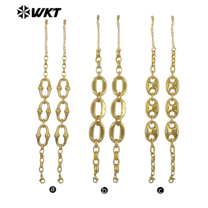 WT-JF378 Fresh Design Gold Electroplated Metal Yellow Brass Pig Nose Charms Splicing Chain Bracelet For Girl Daily Wearing