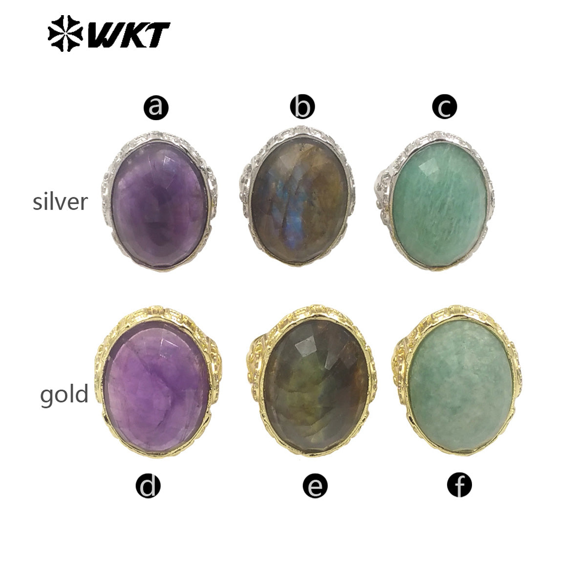WT-R520 Wholesale Oval Shape Faceted Cabshion Natural Labradorite Stone Anniversary Women Ring in Gold Plated