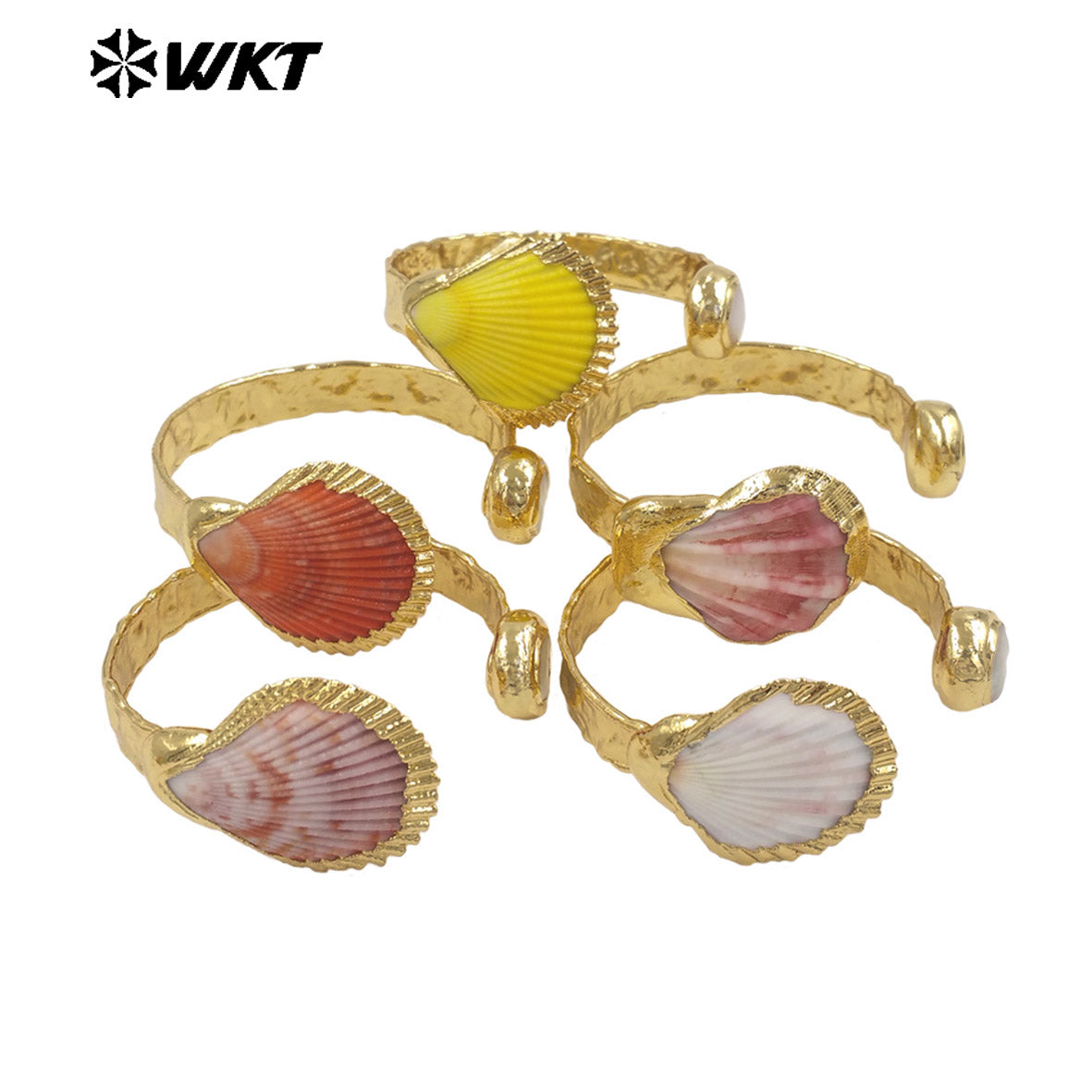 MPB141 Wonderful Trendy 18K Gold Plated Natural Scallop Shell And Pearl Adjustable Bangle For Women Summer Wearing Jewelry