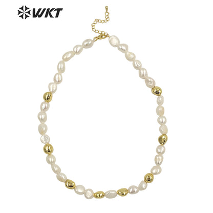 WT-JN221 Gorgeous Fashion Natural Freshwater Pearl Choker Necklace 16 Inch Long Women Irregular Pearl Beads Necklace for Wedding