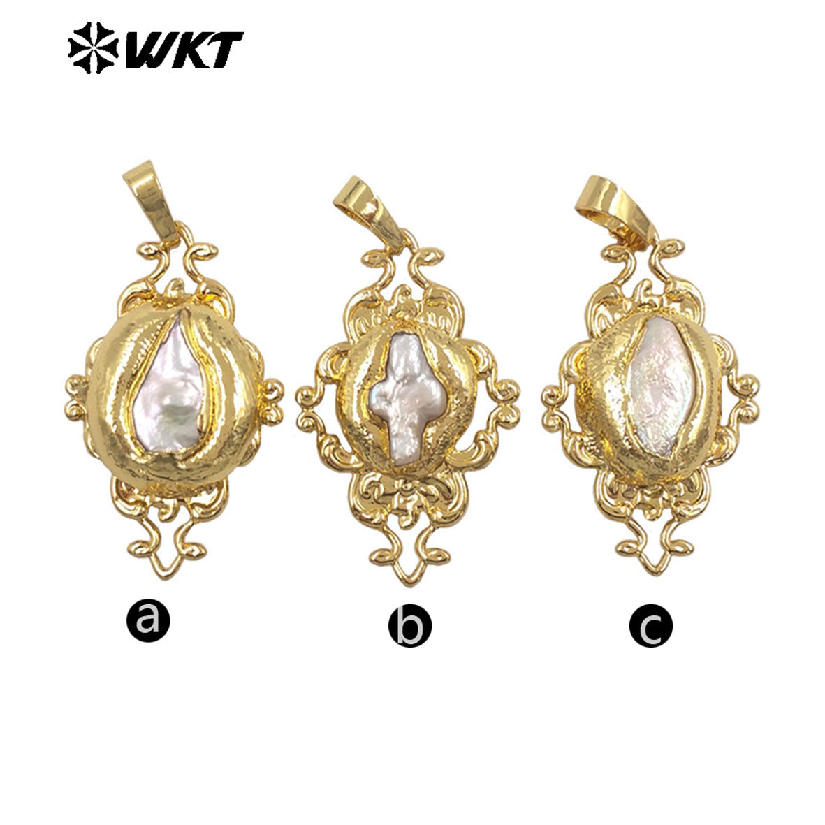 WT-JP448 Luxury Exquisite 18K Gold Plated Resist Tarnishable Natural Freshwater Pearl Vine Plant Pendant For Girl Necklace DIY