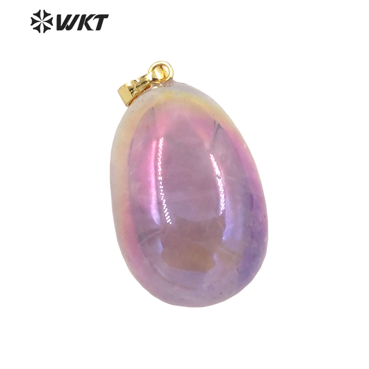 WT-P1807 Smooth Irregular Spherical Pendant Aura Electroplating Natural Stone Pendant Colorful Fantasy Natural Quartz Pendant