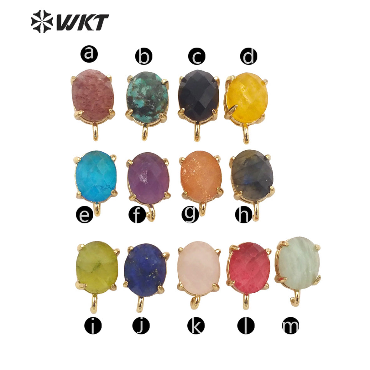 WT-E678 Women New Fashion Jewelry Findings Earrings Studs 18k Real Gold Plated Claw Setting Gemstone Studs with Hoop