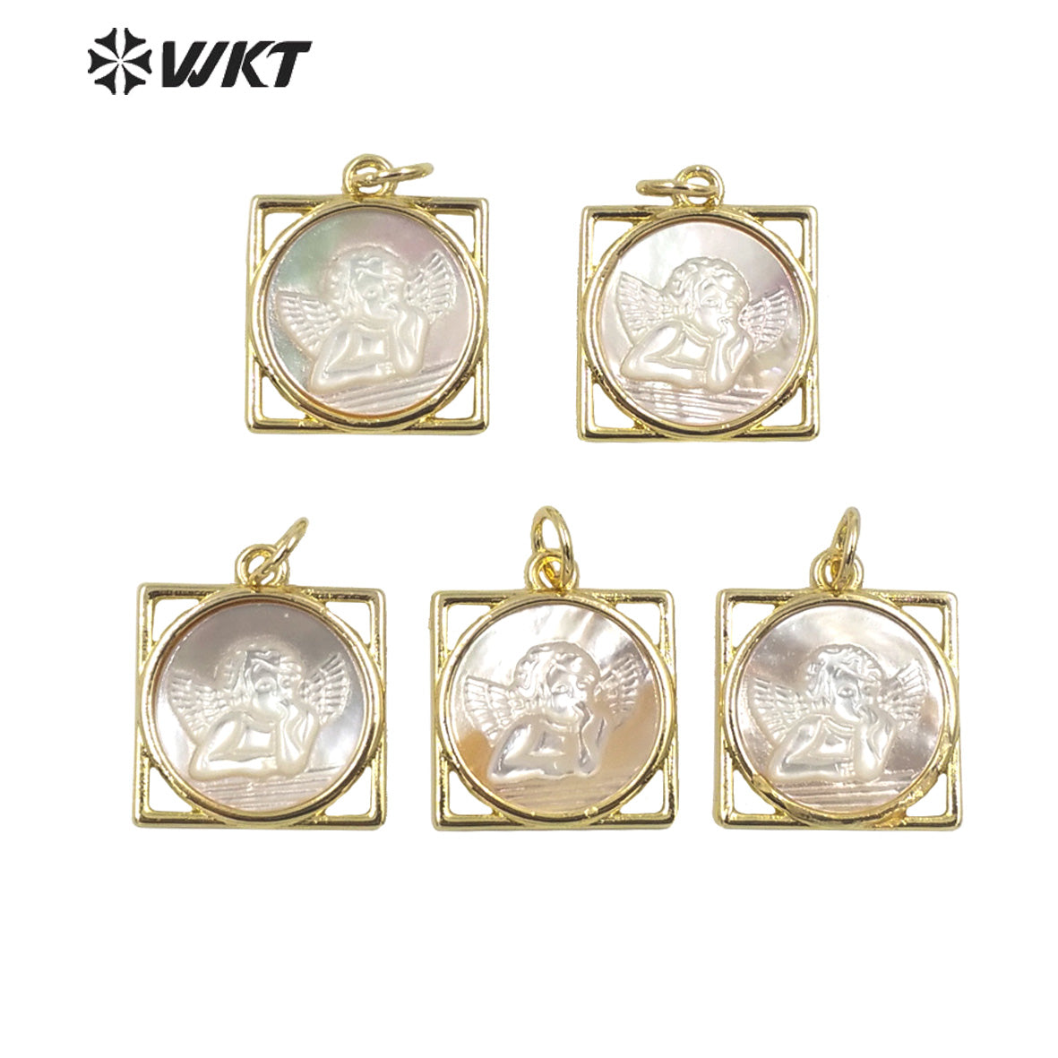 WT-JP294 High Quality Pendant Lovely Angel Carved Shell Earrings 18K Gold Plated Women Gifts Fashion Earrings Shell Earrings