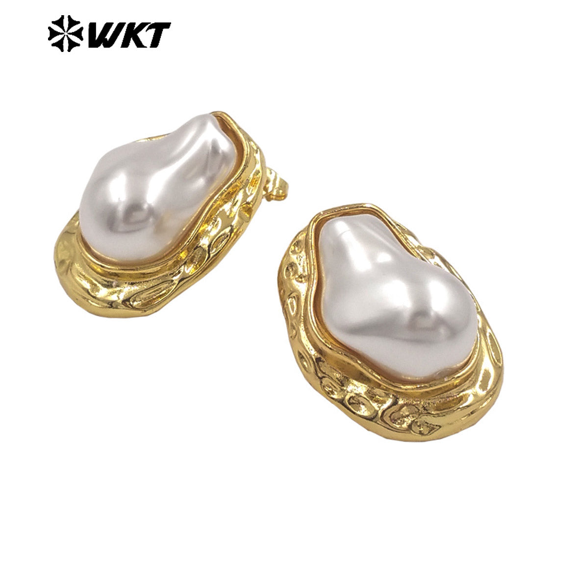 WT-MPE172 Classic Elegant Design 18K Gold Plated Irregular Artificial Pearls Ladies Earrings For All Occasions Matching