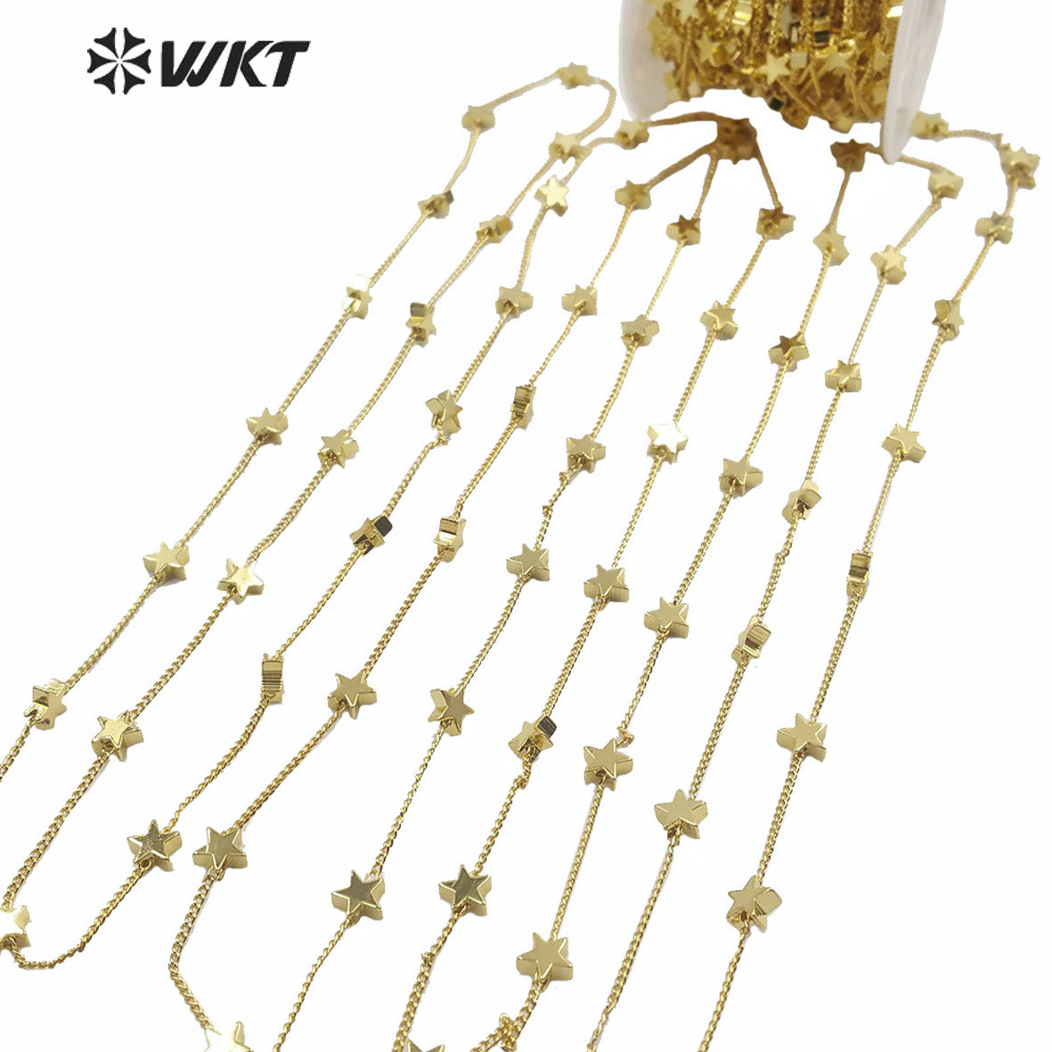 WT-BC136 Amazing Populared Gold Star Charm Brass Chain by Meter Fashion Diy Jewelry Design Charm Chain Findings for Women