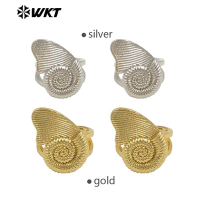 WT-R549 Hot Sale Uniquely Esigned Stylish 18K Real Gold Plated Irregular Shell Shape Ring Perfect for Daily and Party Decoration