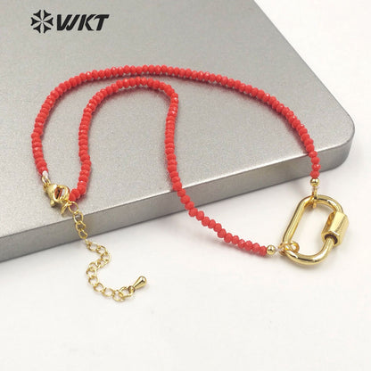 WT-N1401 Wholesale Fashion 2mm Ceramic Beads Locker Necklace Elegant Simple Handmade Strand Choker Necklace in 16 Inch Long