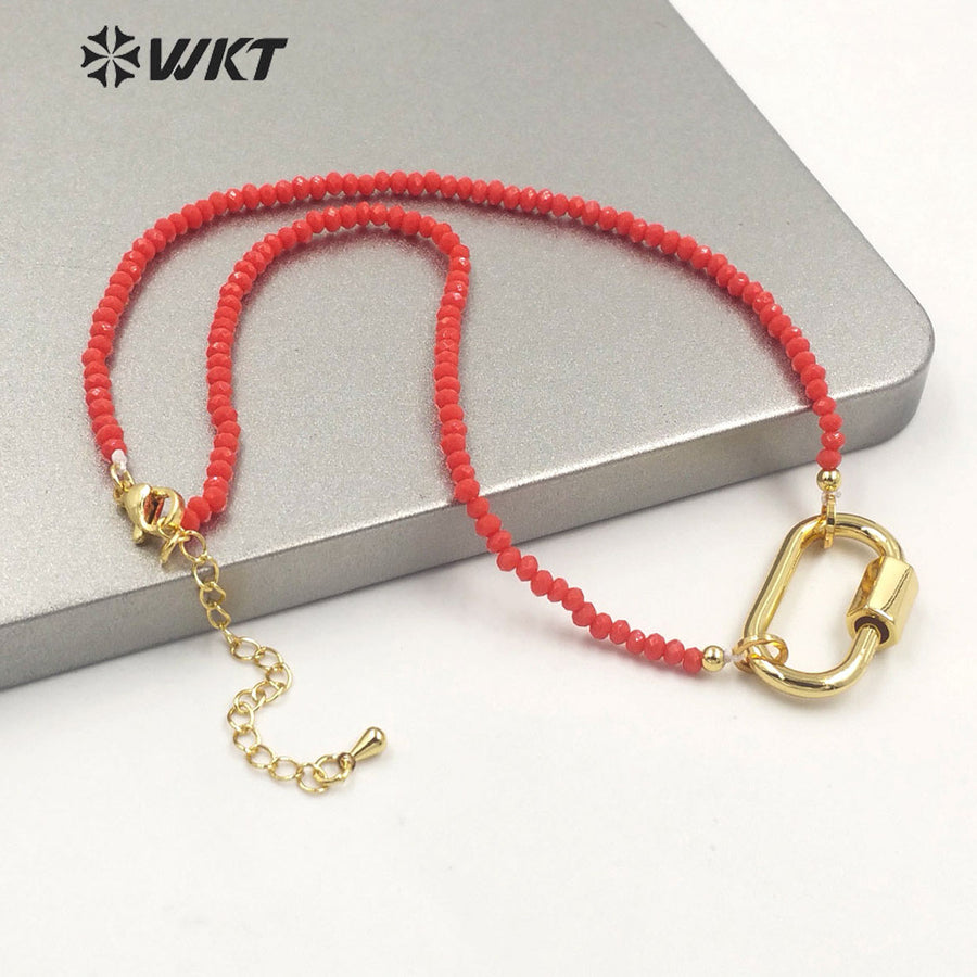 WT-N1401 Wholesale Fashion 2mm Ceramic Beads Locker Necklace Elegant Simple Handmade Strand Choker Necklace in 16 Inch Long