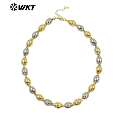 WT-JFN29 High Quality 18K Gold Plated and Silver Round Irregular Natural Brass Beads Exquisite Necklace for Women As Party Dress