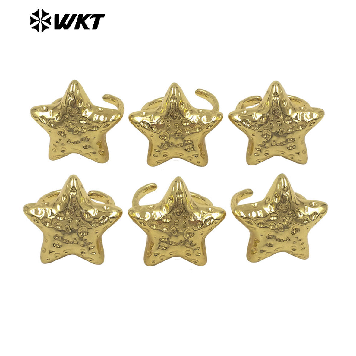 WT-R596 Exquisite Pretty Metal Gold Plated Yellow Brass Star Shape Adjustable Rings As Friends New Years Jewelry Gifts